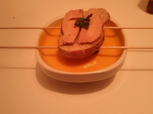 Velouté de potimarron et ses toasts au foie gras